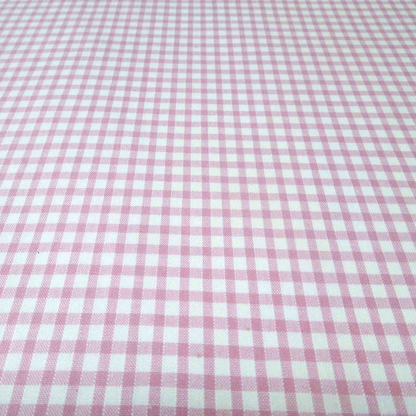 Pink and White Gingham - Poly Cotton Fabric