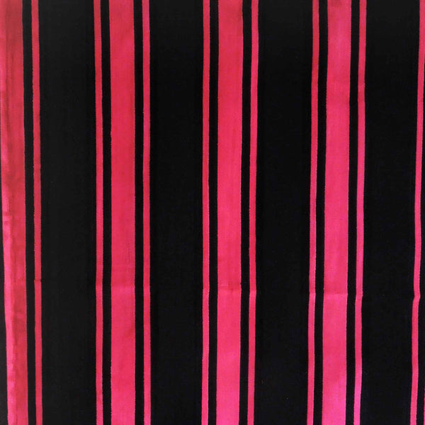 Bright Pink and Black Striped Velvet/Plush Furnishing Fabric .