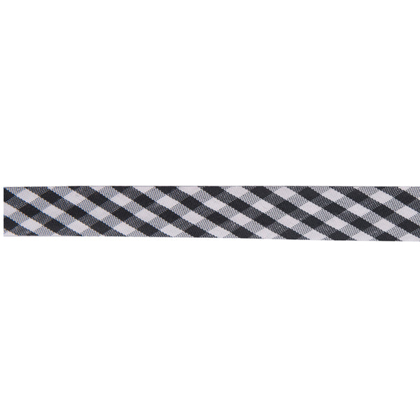 15mm Gingham Bias Binding - Black - Single Fold