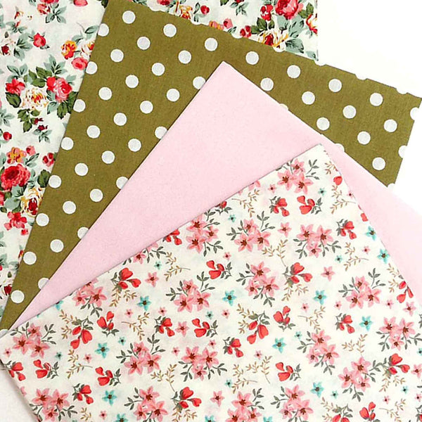 Pink Flowers Fat Quarter Bundle - Rose & Hubble - Cotton Poplin