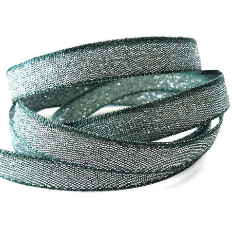 10mm Razzel Ribbon - Green and Silver - Berisfords