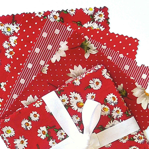 Patchwork Pack - Red Daisies - 5 Inch Squares - 30 Pieces