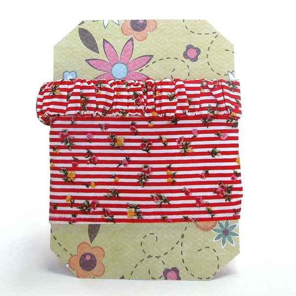 Scrunchie - Hairband - Bandana - Red Floral Stripe - Organza Gift Bag - Handmade in Pure Cotton