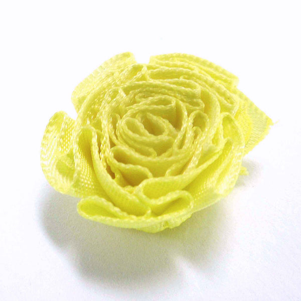 Ruched Ribbon Roses - Yellow - Berisfords - per pack of 6