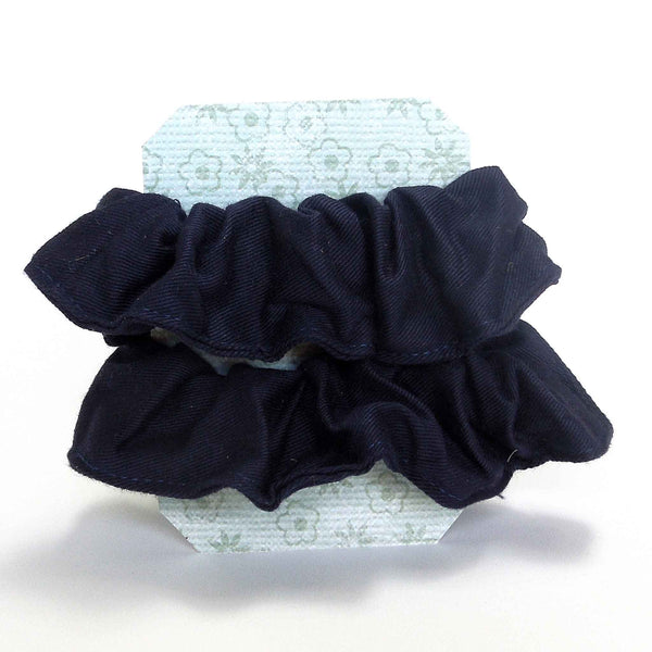 Cotton Scrunchies - Set of 2 on Gift Card - Navy Blue - Handmade in Pure Cotton