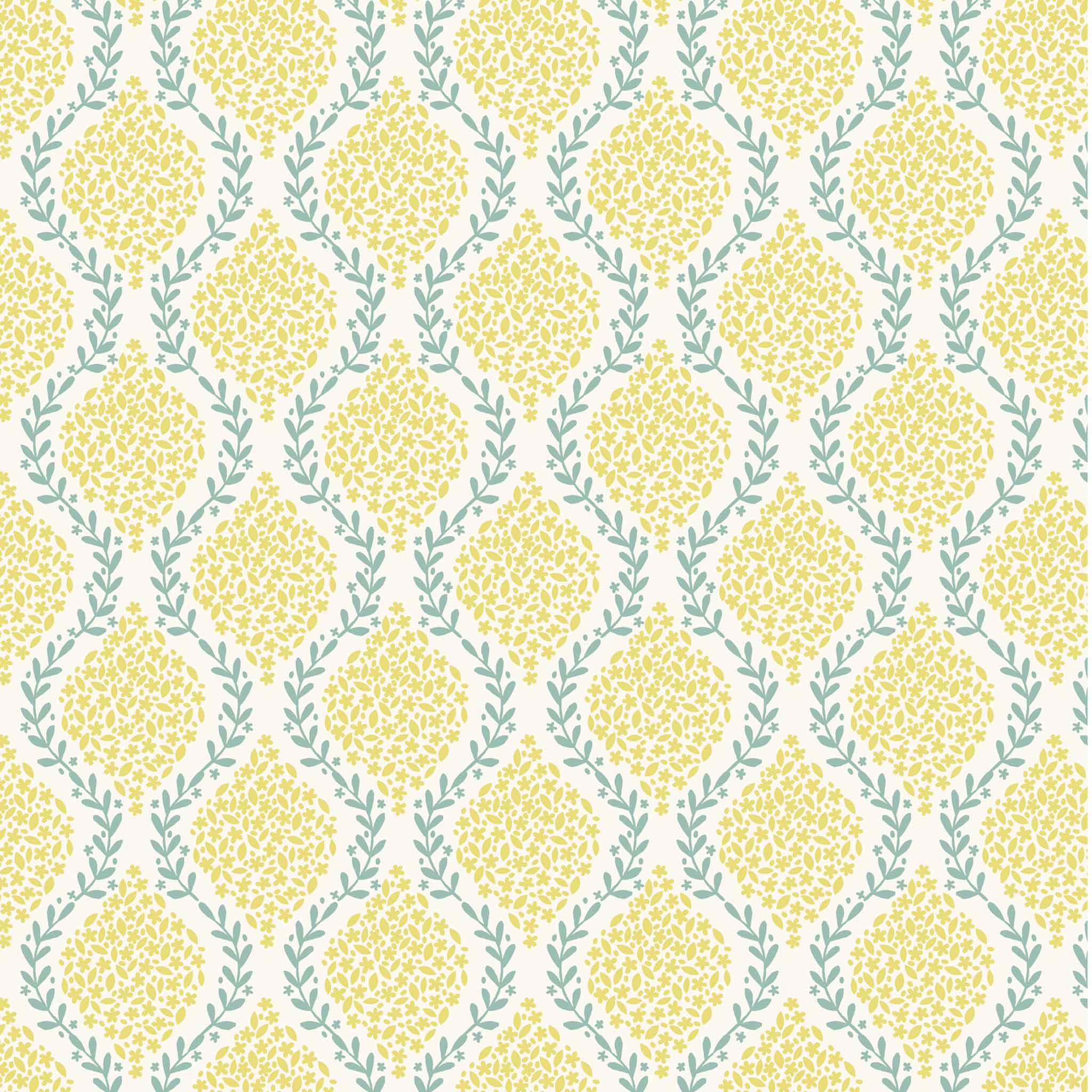 Spring Hare Reloved - Lewis and Irene - Yellow Floral Trellis A727.1 - Cotton Fabric