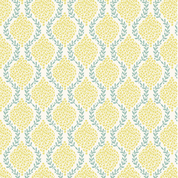 Spring Hare Reloved - Lewis and Irene - Yellow Floral Trellis A727.1 - Cotton Fabric