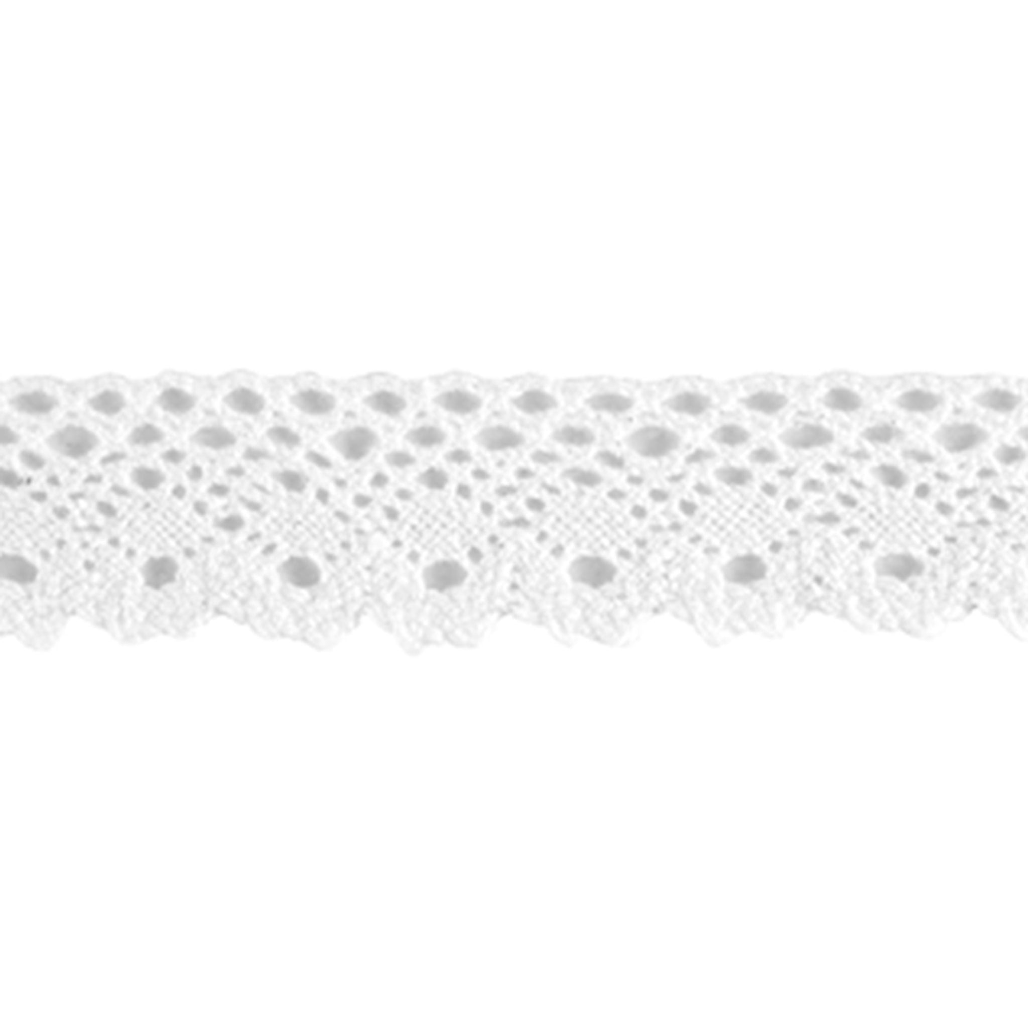 26mm Floral Flat Cotton Lace - White - Trimits