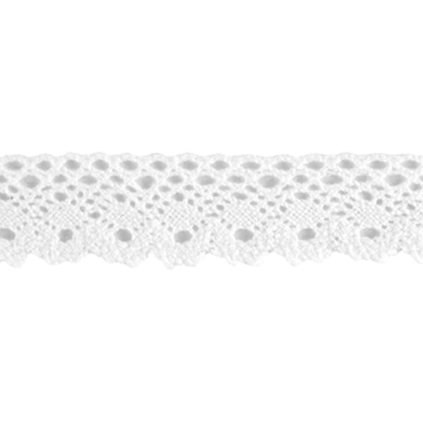 26mm Floral Flat Cotton Lace - White - Trimits