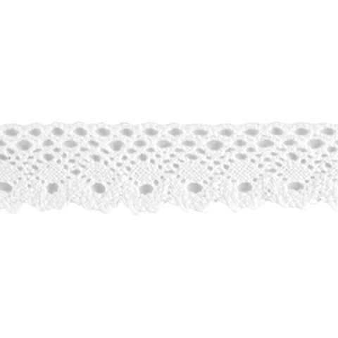 26mm Floral Flat Cotton Lace - White - Trimits