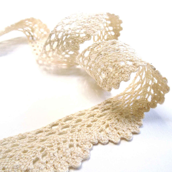 23mm Scalloped Cotton Lace - Cream - Trimits