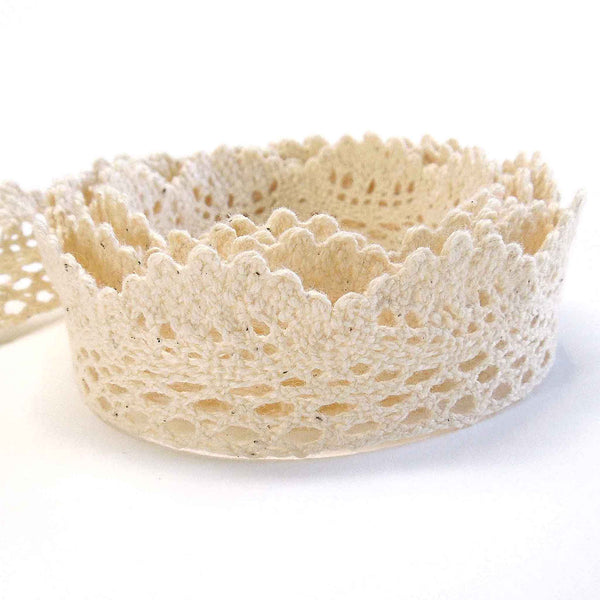 23mm Scalloped Cotton Lace - Cream - Trimits