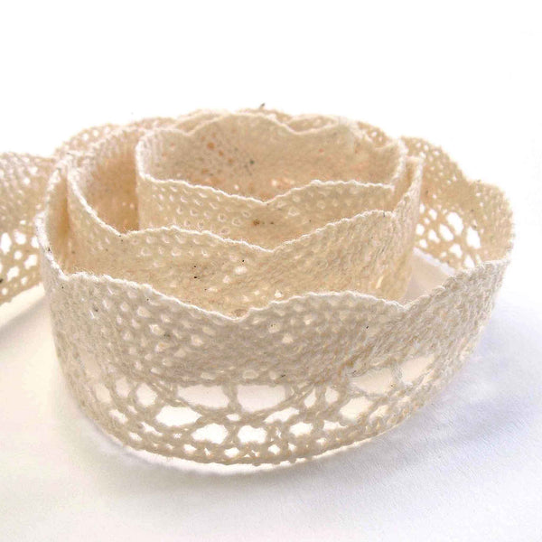 20mm Scalloped Flat Cotton Lace - Cream - Trimits