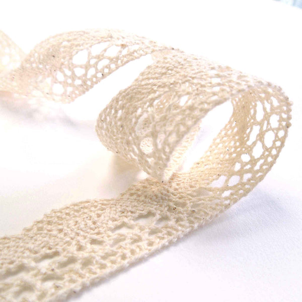 20mm Scalloped Flat Cotton Lace - Cream - Trimits