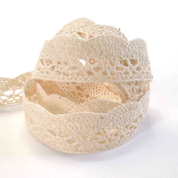 20mm Scalloped Flat Cotton Lace - Cream - Trimits