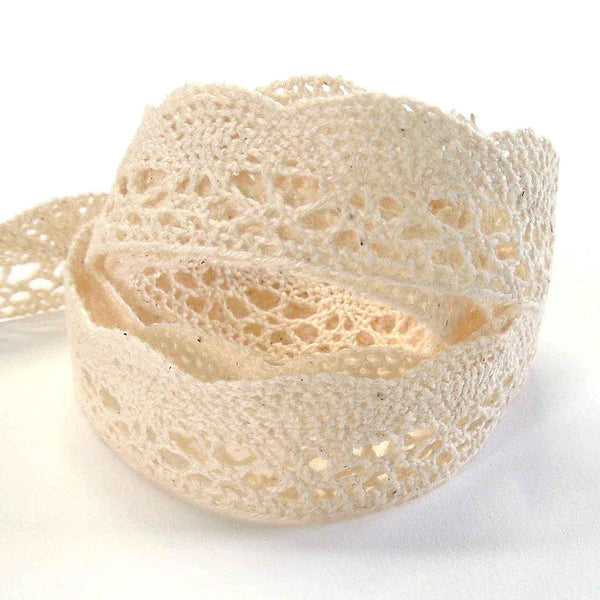 20mm Scalloped Flat Cotton Lace - Cream - Trimits