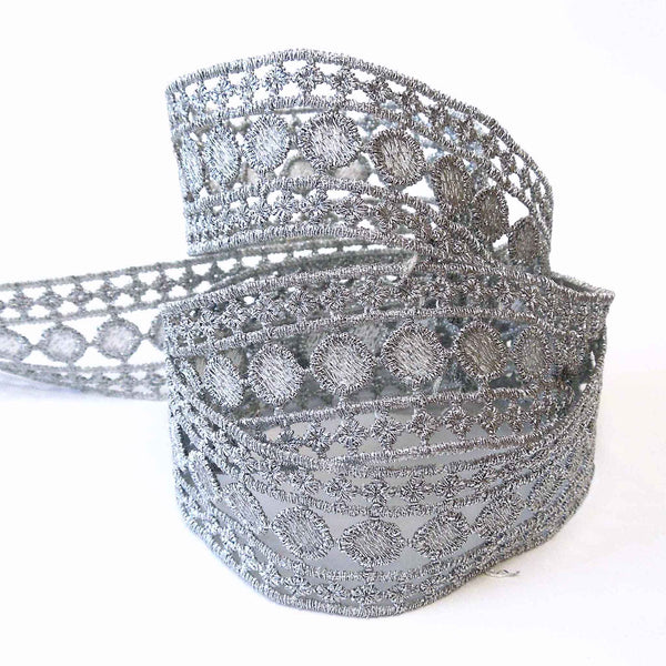 30mm Metallic Lace - Silver - Trimits