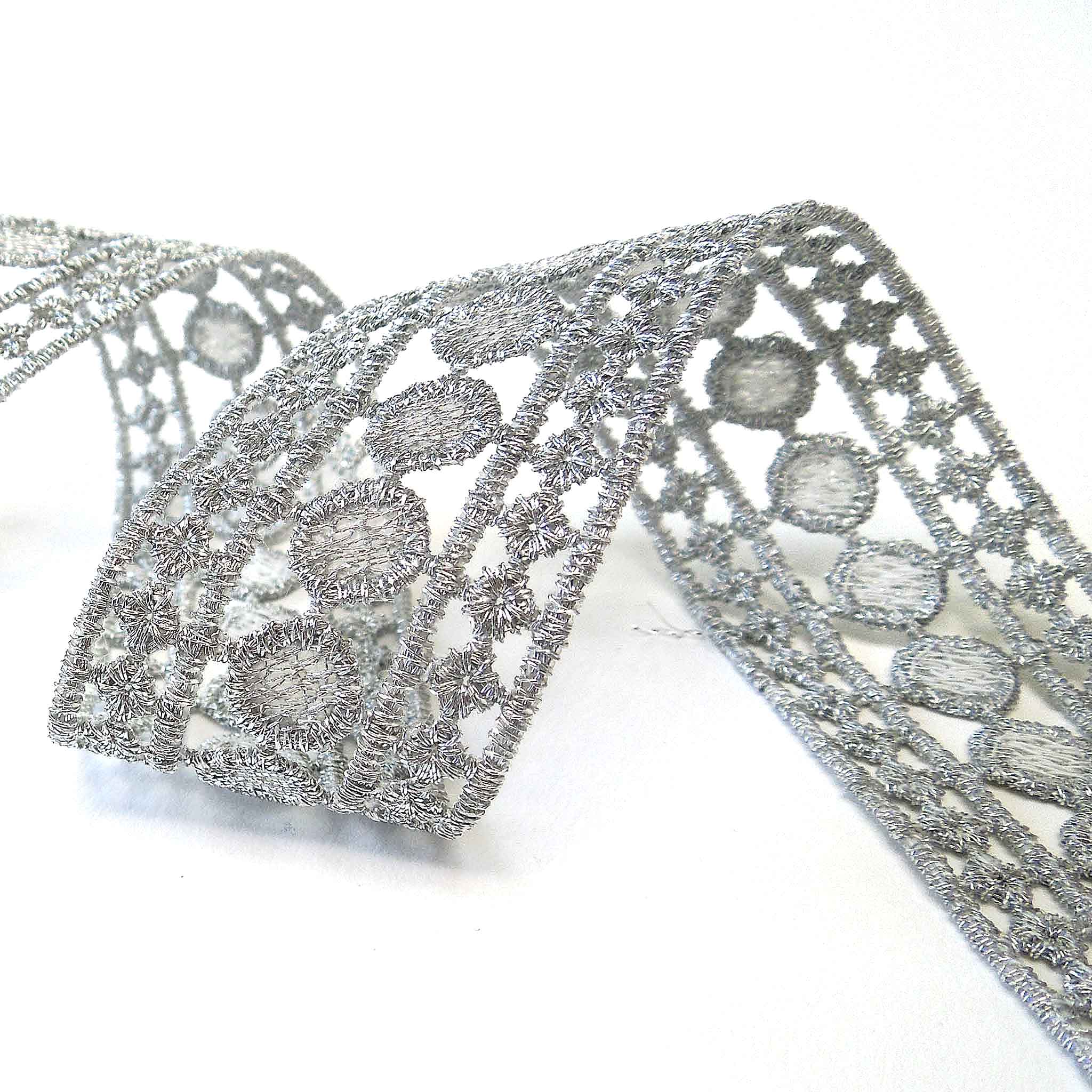 30mm Metallic Lace - Silver - Trimits