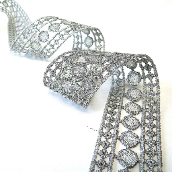 30mm Metallic Lace - Silver - Trimits