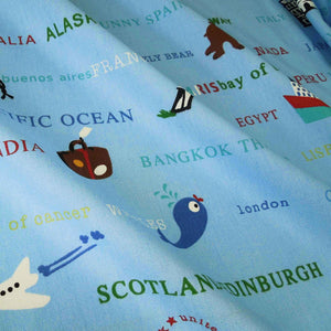 Destination - Blue Travel Cotton Furnishing Fabric - Prestigious Textiles