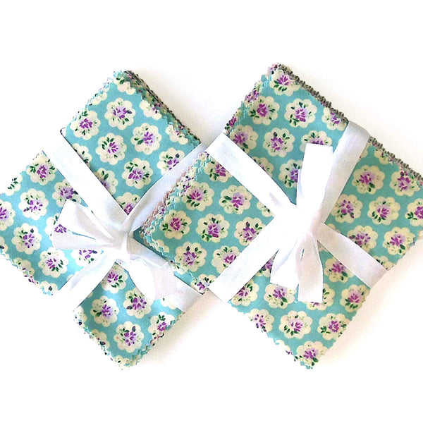 Patchwork Pack - Turquoise Flowers - 5 Inch Squares - 30 Pieces