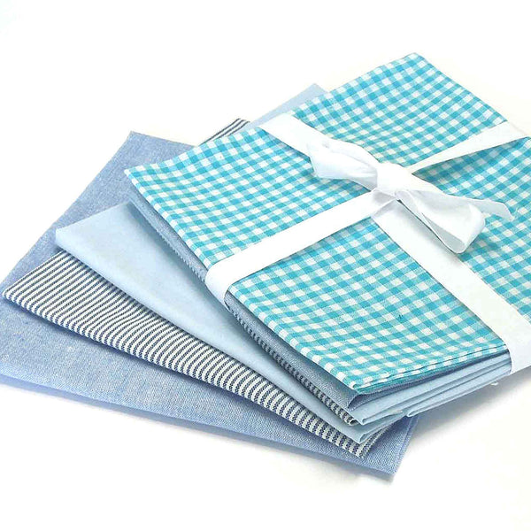 Turquoise Fat Quarter Pack - 4 Pieces - Cotton Fabric