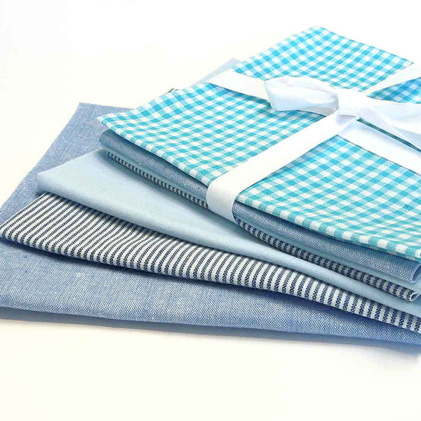 Turquoise Fat Quarter Pack - 4 Pieces - Cotton Fabric