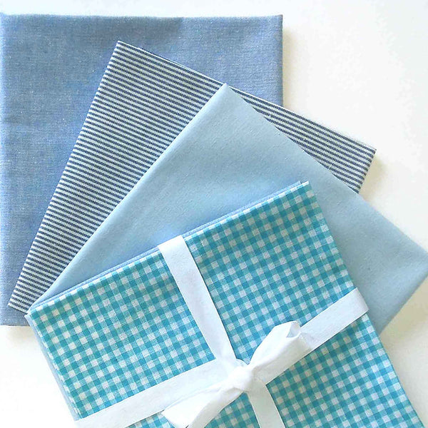 Turquoise Fat Quarter Pack - 4 Pieces - Cotton Fabric