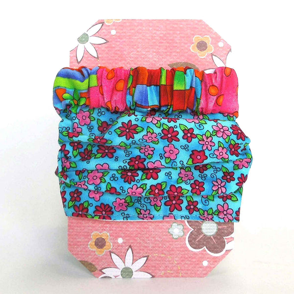 Hairband - Bandana - Turquoise Pink Daisies on Gift Card - Handmade in Pure Cotton