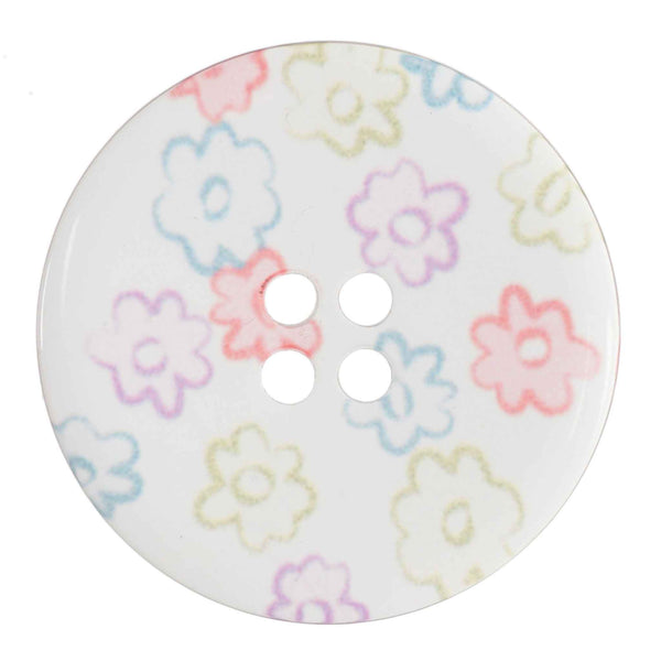 Vogue Star Buttons - Pastel Flowers - Clear Background - 20mm - Pack of 3 - VS1282