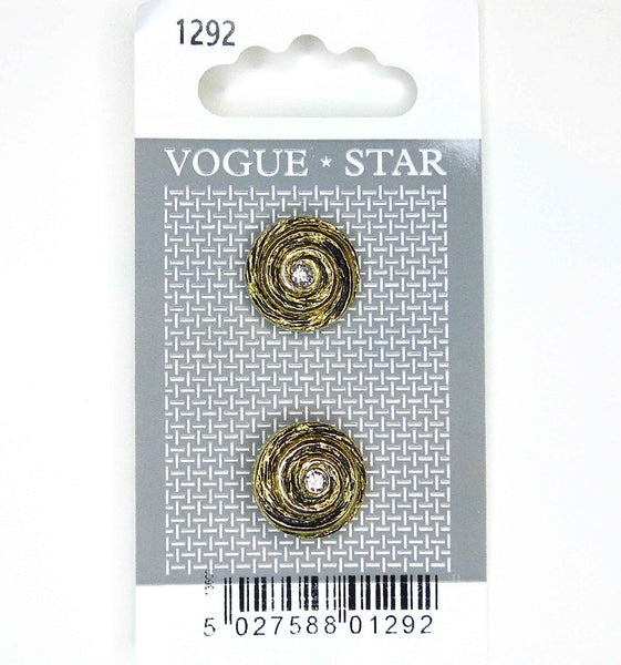 Vogue Star Buttons - Gold Colour - 15mm - Pack of 2 - VS1292