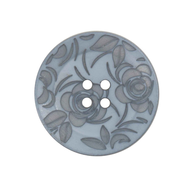 Vogue Star Buttons - Grey Floral - 27mm - Pack of 2 - VS1354