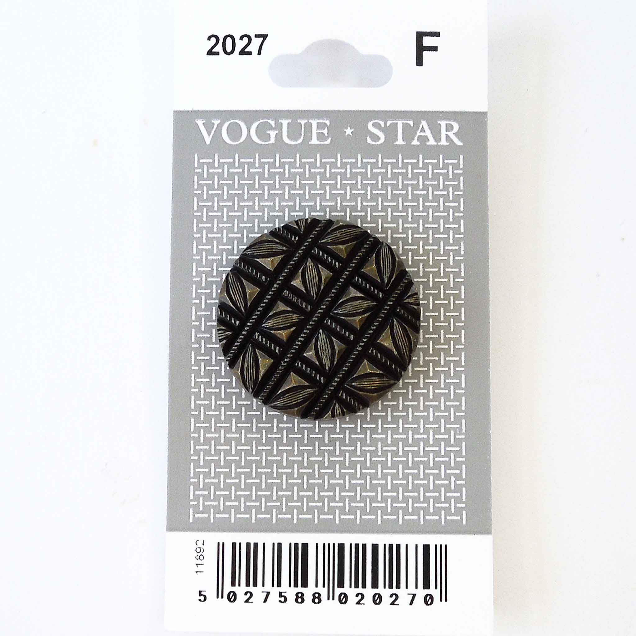 Vogue Star Buttons - Bronze Textured- 27mm - Pack of 1 - VS2027