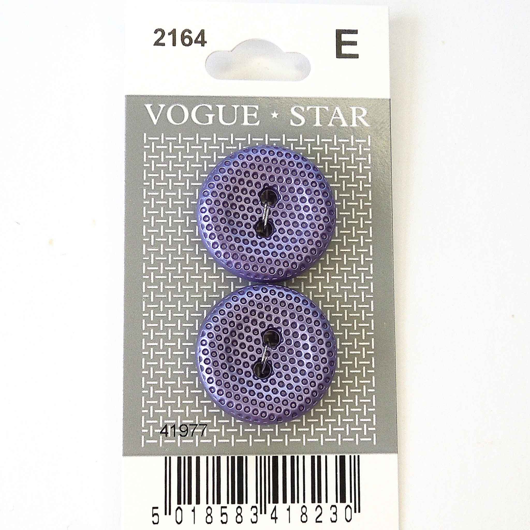 Vogue Star Buttons - Lilac Textured - 22mm - Pack of 2 - VS2164