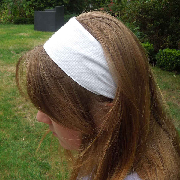 Scrunchie - Hairband - White Waffle - Organza Gift Bag - Handmade in Pure Cotton