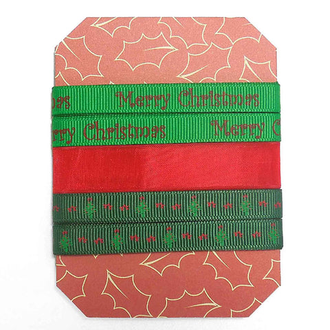 Christmas Ribbon Collection - Green and Red Merry Christmas - 3.5 Metres