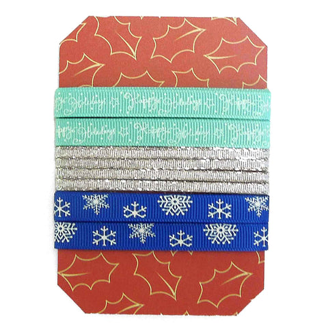 Christmas Ribbon Collection - Turquoise Happy Holidays - 5 Metres