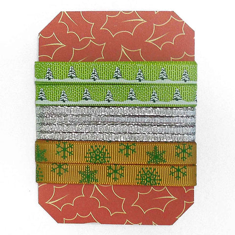 Christmas Ribbon Collection - Green Christmas Tree and Snow - 4.5 Metres approx