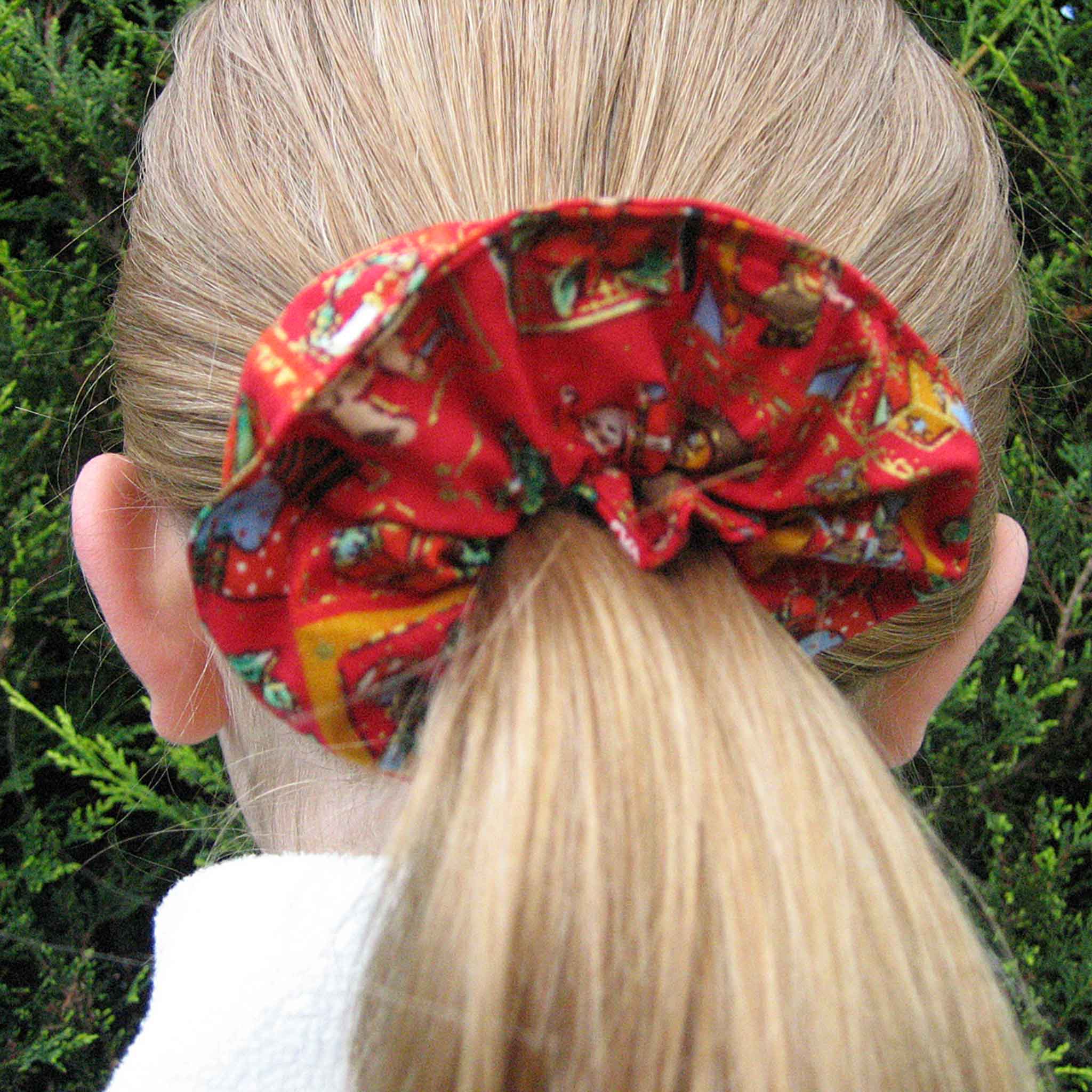 Christmas Scrunchies - Red - Green - Cream - Handmade in Pure Cotton