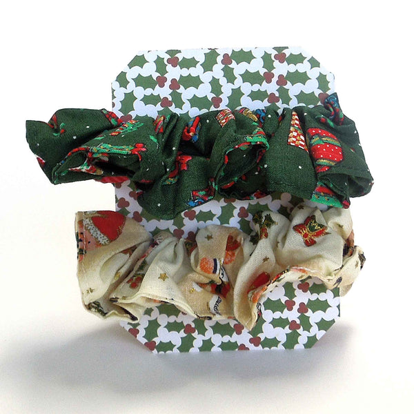 Christmas Scrunchies - Red - Green - Cream - Handmade in Pure Cotton