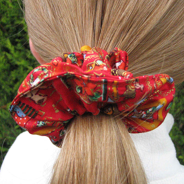 Christmas Scrunchies - Red - Green - Cream - Handmade in Pure Cotton