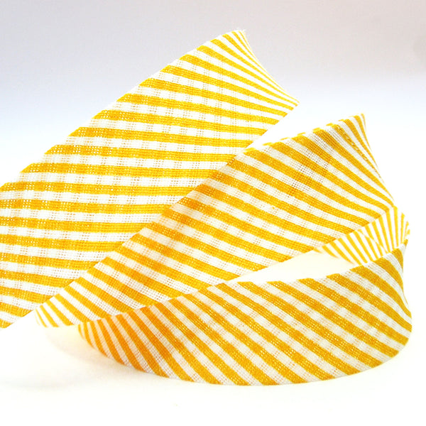 20mm Cotton Bias Binding - Striped - Egg Yolk Yellow - Single Fold