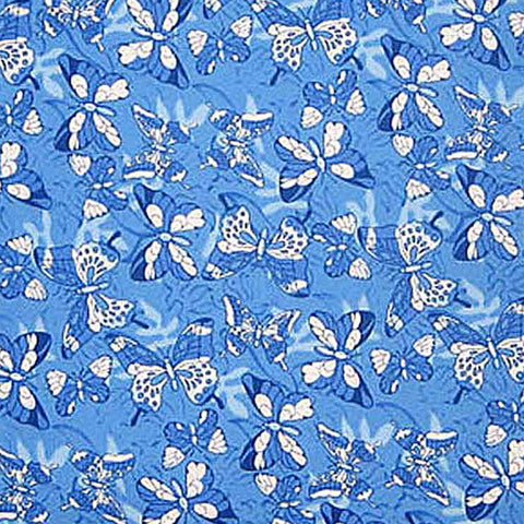 Blue Butterflies Cotton Fabric, Blue Small Butterfly Fabric