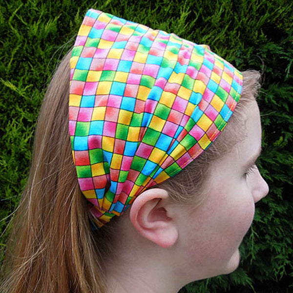 Scrunchie - Hairband - Bandana - Bright Checks- Organza Gift Bag - Handmade in Pure Cotton