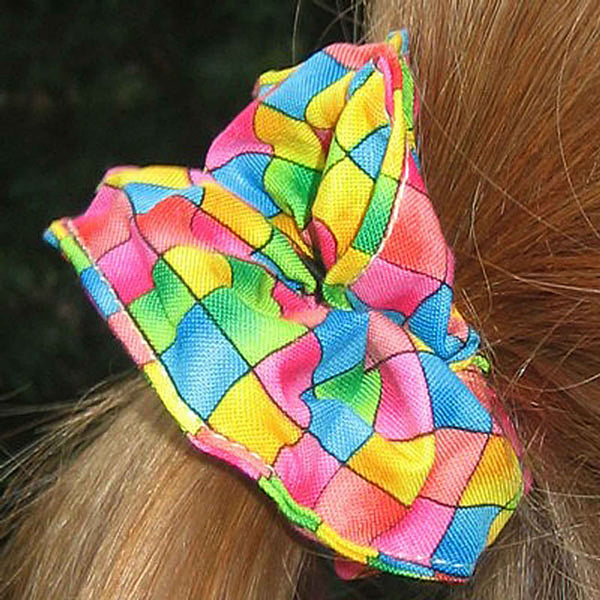 Cotton Scrunchies - Set of 2 on Gift Card - Bright Checks - Blue Checks - Handmade in Pure Cotton