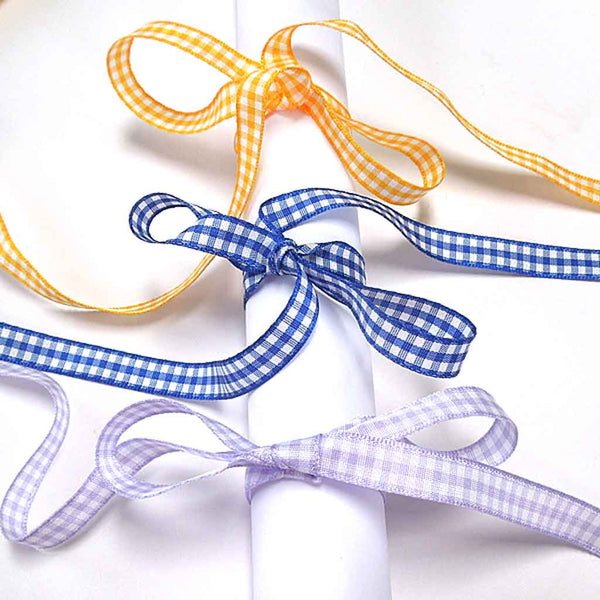 Gingham Ribbon - Gold - Berisfords - 5mm - 10mm - 15mm