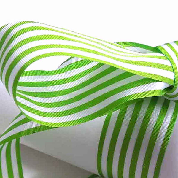 Striped Ribbon - Meadow Green - Berisfords - 9mm - 16mm - 25mm