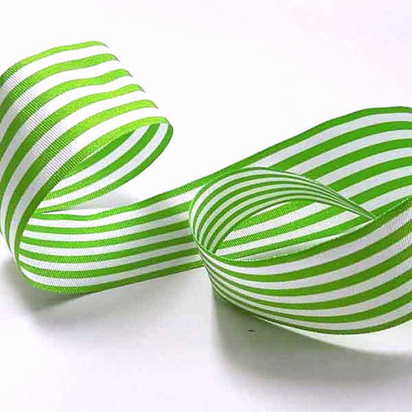 Striped Ribbon - Meadow Green - Berisfords - 9mm - 16mm - 25mm