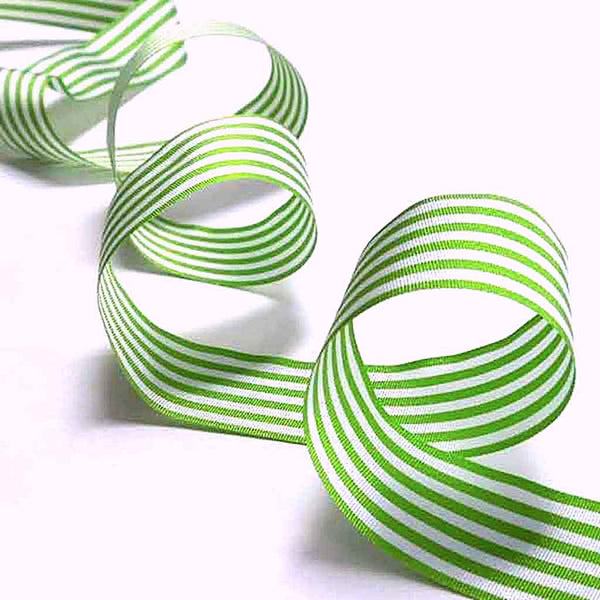 Striped Ribbon - Meadow Green - Berisfords - 9mm - 16mm - 25mm