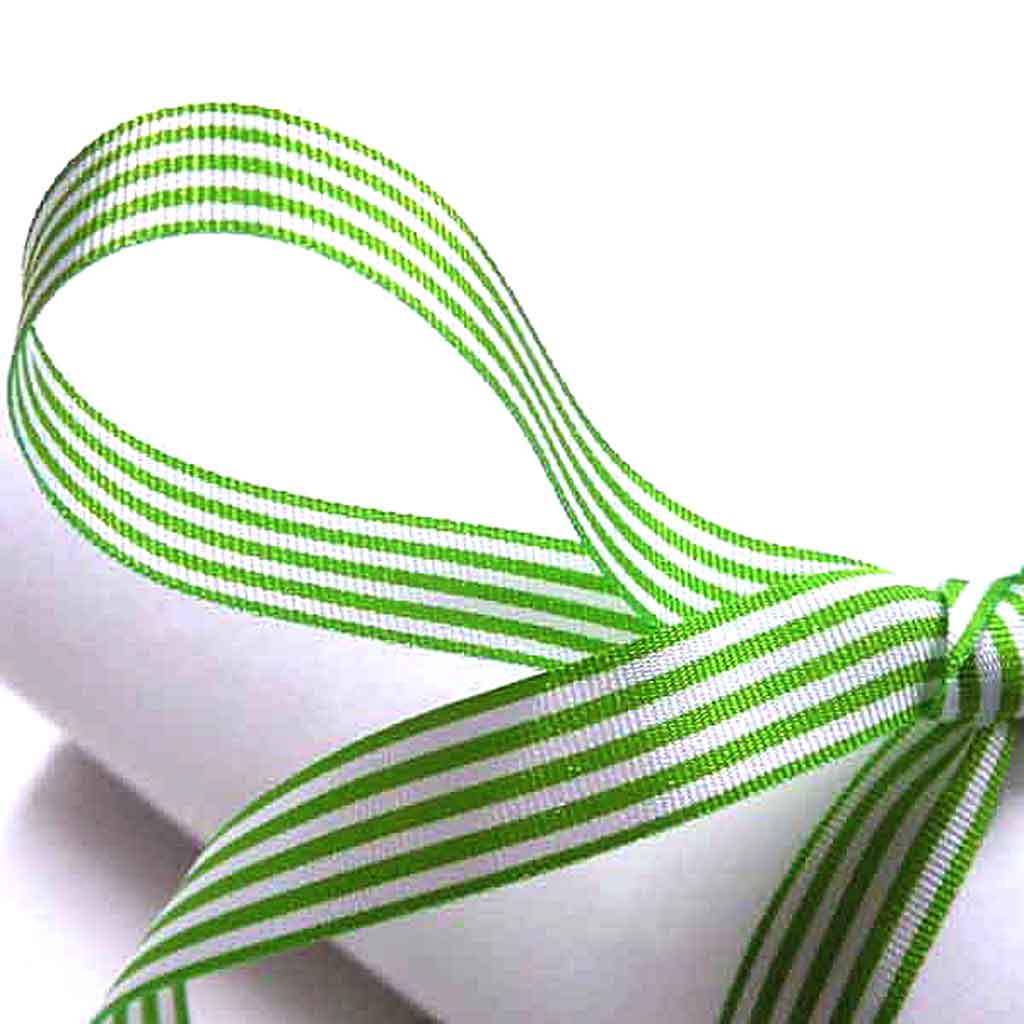 Striped Ribbon - Meadow Green - Berisfords - 9mm - 16mm - 25mm